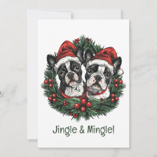 Convites Jingle E Mingle Christmas Boston Terrier Dogs