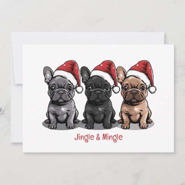 Convites Jingle E Mingle Christmas Buldog Francês (Frente)