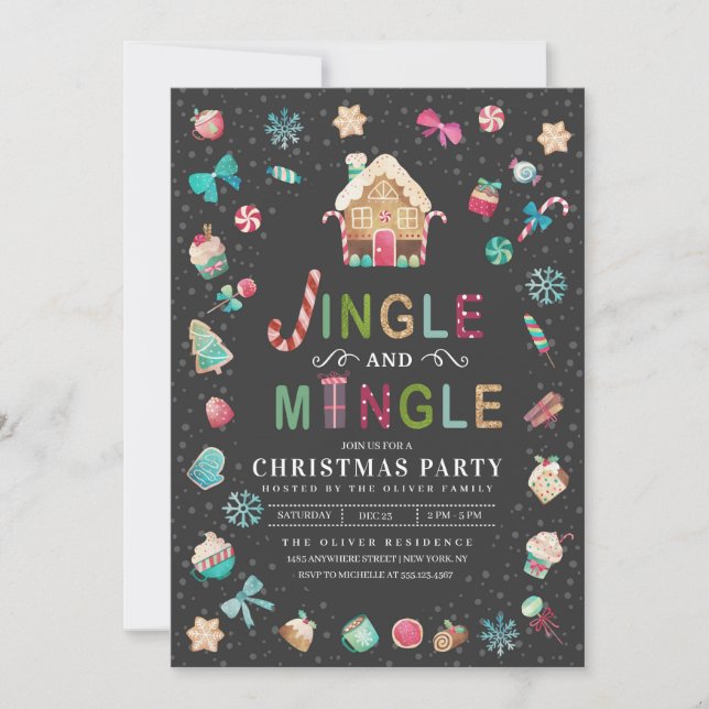 Convites Jingle e Mingle Christmas Gingerbread Party (Frente)