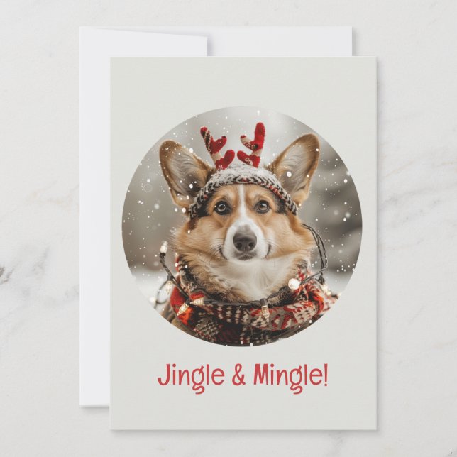 Convites Jingle E Mingle Christmas Welsh Corgi Dog (Frente)