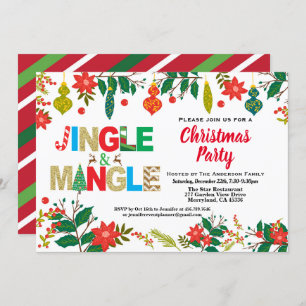 Convites Jingle e Mingle, Festa de Natal, branco e ouro