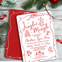Jingle e Mingle Natal Desenhos à Mão em Vermelho