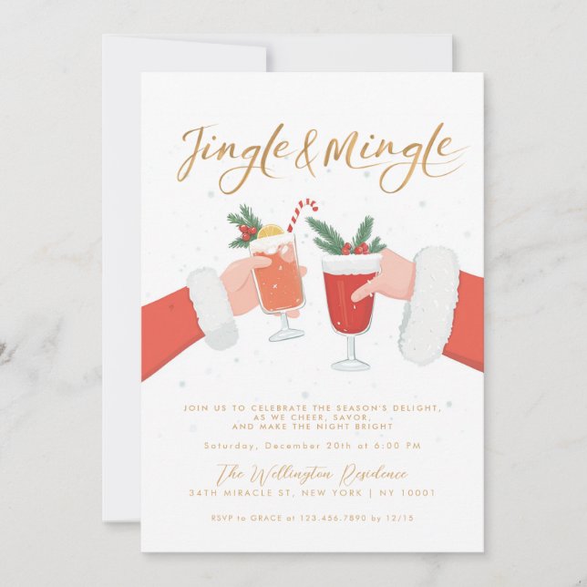 Convites Jingle E Mingle, Partido Mínimo do Cocktail de Nat (Frente)