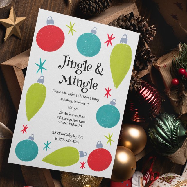 Convites Jingle e Mingle Retro Christmas Party (Criador carregado)