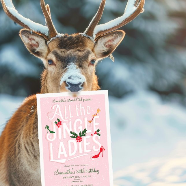 Convites Jingle Ladies Night Out Modern Pink Pastel Holiday (Jingle Ladies Night Out Modern Pink Pastel Holiday Invitation )