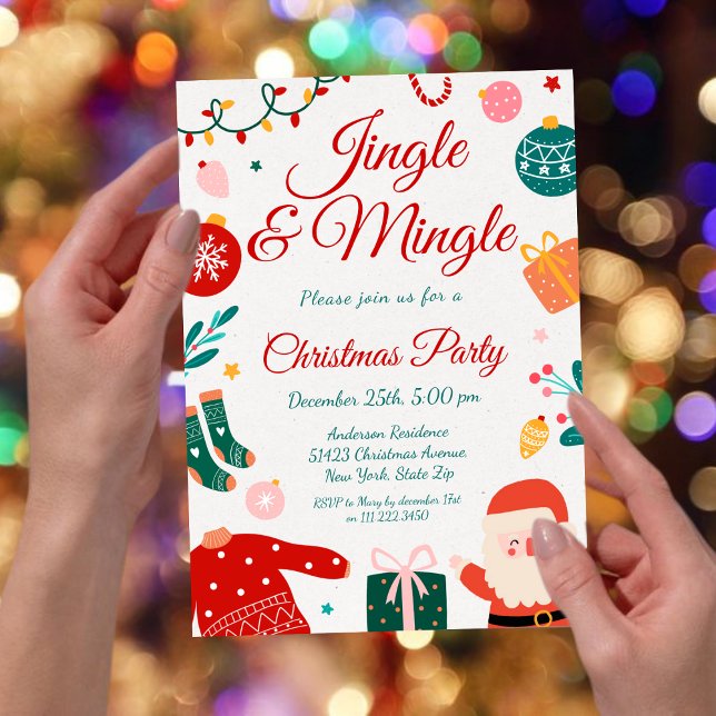 Convites Jingle & Mingle Christmas Party (Criador carregado)