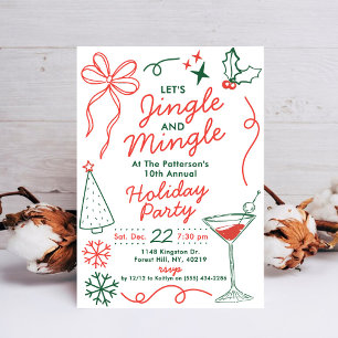 Convites Jingle & Mingle Festa de Natal com Drinks