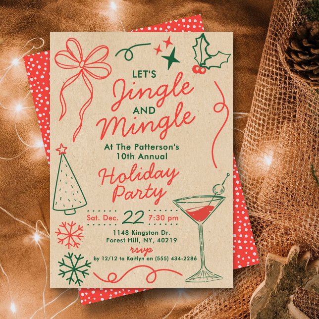 Convites Jingle & Mingle | Festa de Natal com Drinks (Criador carregado)
