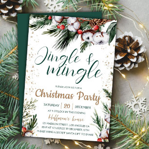 Convites Jingle & Mingle Festa de Natal com Verde Pinheir