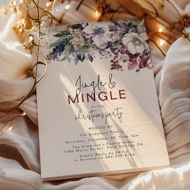 Convites Jingle & Mingle Floral de Inverno Festa de Natal (Criador carregado)