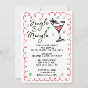 Convites Jingle & Mingle Hand Desenhado Festa de Natal