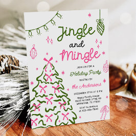 Convites Jingle & Mingle Hand Drawn Christmas Holiday Party