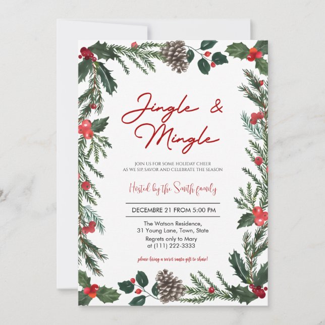 Convites Jingle & Mingle Holiday Christmas   (Frente)