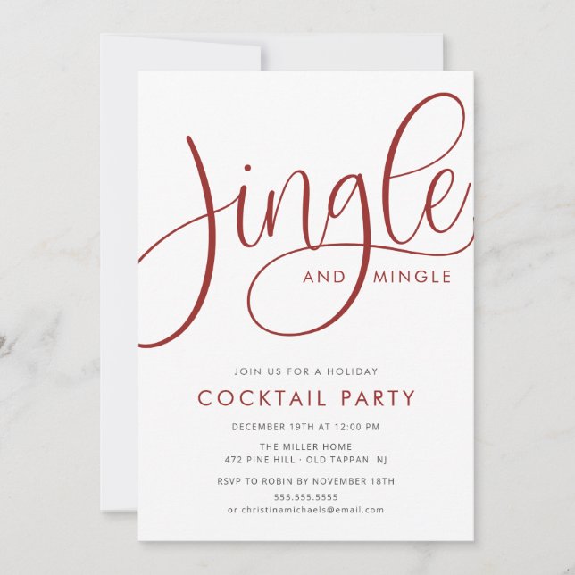 Convites Jingle & Mingle Holiday Cocktail Party (Frente)