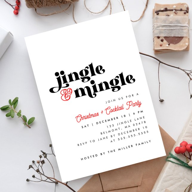Convites Jingle Mingle Modern Christmas Cocktail Party (Criador carregado)
