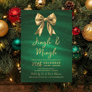 Convites Jingle Mingle Natal Dourado Arco Prata Verde