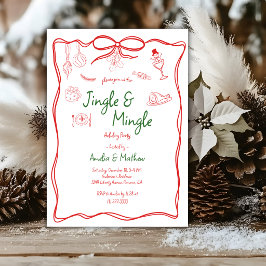 Convites Jingle Mingle Natal Vermelho Rabiscos Desenhos