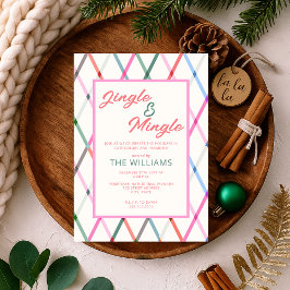 Convites Jingle Mingle Pastel Checkered Patterno Natal