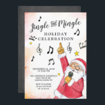 Convites Jingle Mingle Singing Papais noeis Feriado<br><div class="desc">Bonita Mingle & Jingle cantando o Partido Santa Feriado com um quadro negro de coordenação de volta.</div>