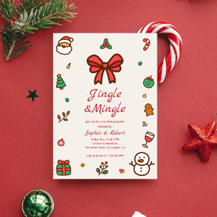 Convites Jingle &Mingle Whimsy Doodle Festa de Natal