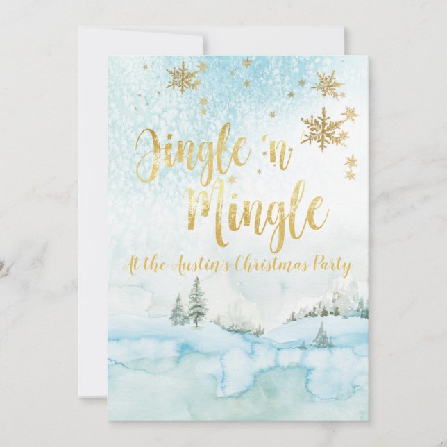 Convites Jingle 'n MIngle Winter Scense Party (Frente)