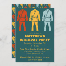 Convites Jiu Jitsu Gi Graphic Teal Boys Aniversário