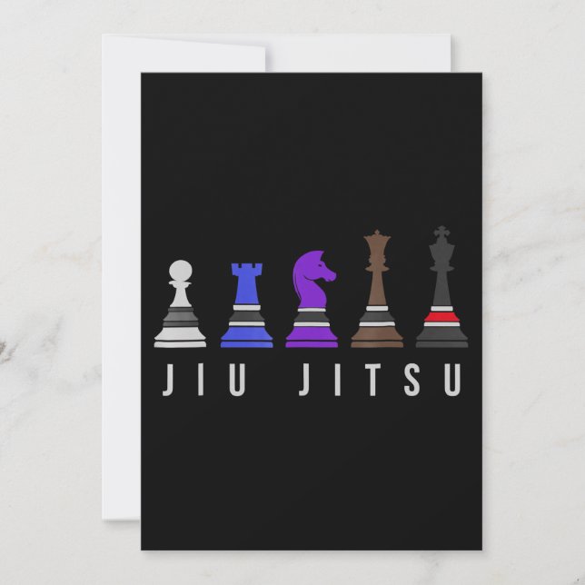 Convites jiu jitsu treinando xadrez, presente bjj com texto (Frente)