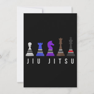 Convites jiu Jitsu    treinando xadrez, presente com texto.