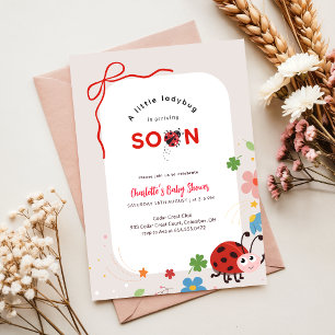 Convites Joaninha de Flor Vermelha Chuvinha de Bebê