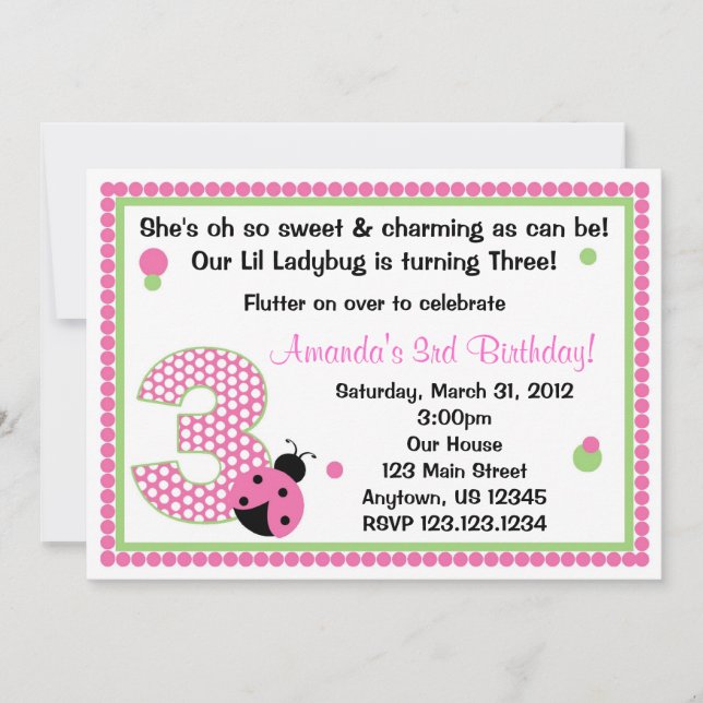 Convites Joaninha doce três (Frente)