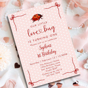 Convites Joaninha Excêntrica Amor Menina Bug 1º Aniversário