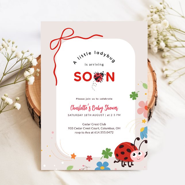 Convites Joaninha Floral Baby Shower (Criador carregado)