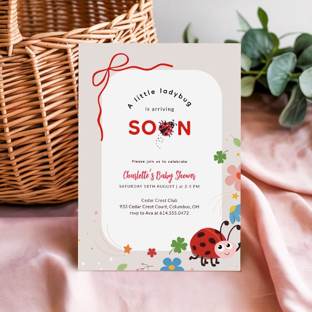 Convites Joaninha Floral Baby Shower (Criador carregado)