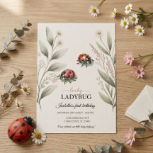 Joaninha Sortuda Aquarela Floral Menina 1º Anivers