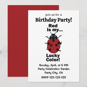Convites Joaninha Vermelha é Minha Cor da Sorte Festa de An