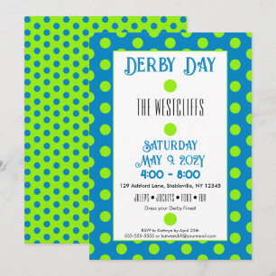 Convites Jockey Bolinhas de Seda Verde e Azul Derby