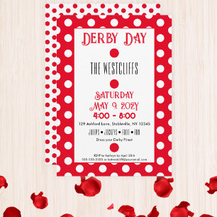 Convites Jockey Bolinhas de Seda Vermelhas e Brancas Derby