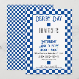 Convites Jockey Silk Blocks Blue and White Derby