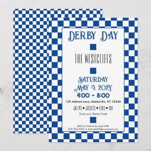 Convites Jockey Silk Blocks Blue and White Derby