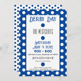 Convites Jockey Silk Dots Blue and White Derby Party