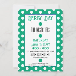 Convites Jockey Silk Dots Green and White Derby Party