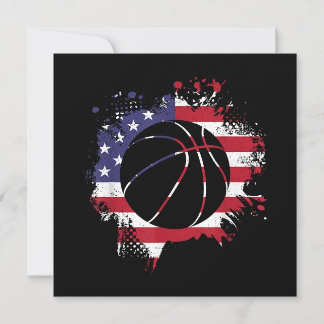 Convites Jogador de Basquete com Bandeira Americana  (Frente)