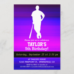 Convites Jogador de beisebol; Azul violeta vibrante e magen