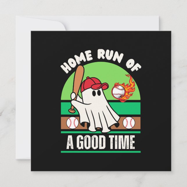 Convites Jogador de beisebol fantasma de Halloween (Frente)