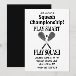 Convites Jogador de Esportes de Squash Equipe Jogar Squash