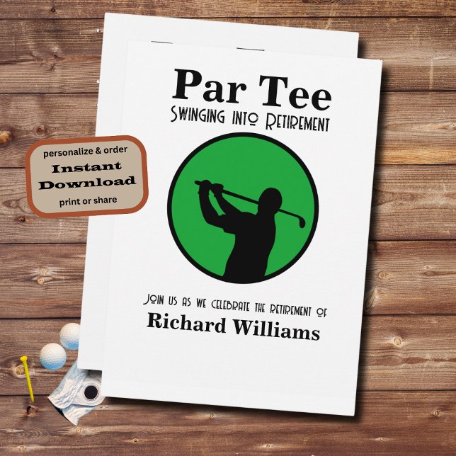 Convites Jogador de Golfe aposentado balançando em aposenta (Criador carregado)