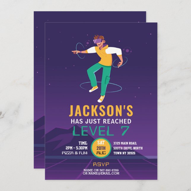 Convites Jogador de jogos digitais VR (Frente/Verso)