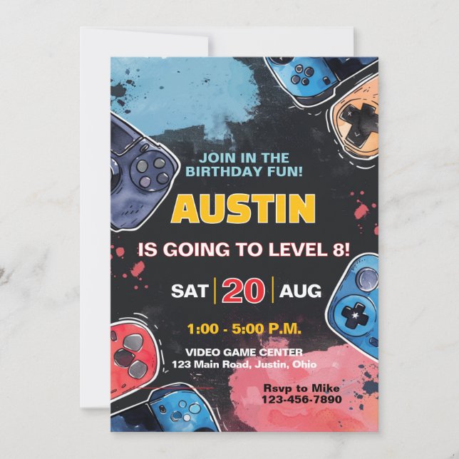 Convites Jogador de Nível Superior Qualquer Menino ou Menin (Frente)