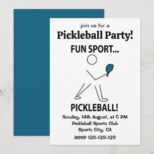Convites Jogador de Pickleball Esportes Diversão Esporte Pi