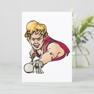 Convites Jogador de Sinuca Retro Esportes de Bilhar Vintage
